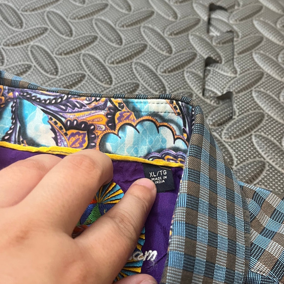 Robert Graham XL Men’s Checked Shirt Cotton Button-Front with Paisley Flip Cuffs - Picture 4 of 11